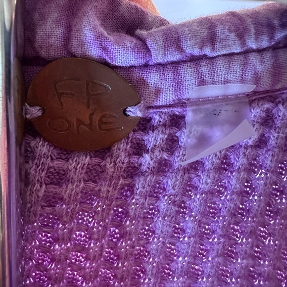 Free People One Scout Jacket, pink/purple waffle button up Size Large - Picture 6 of 7